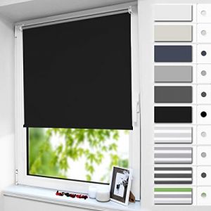 smartdemo Store Occultant sans Perçage, Store Enrouleur Opaque Thermique Isolant, Protection de Vie Privée & Protection Soleil, pour Fenêtre ou Porte, 80l x 140L cm (Largeur du Tissu 76cm), Noir (TenArea, neuf)