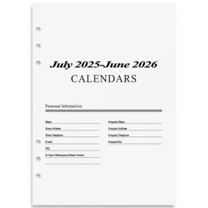 A5 Refill Papier Ligne Daily Planner Refills 6 Trous A5 Papier Rechargeable 170 Feuilles 14 X 20,5 CM Rechargeable pour Carnet de Notes Agenda Personnel Organiseur (Juli 2025-Juni 2026) (joy&ins, neuf)