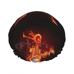 Guitare Feu Crâne Réutilisable Imperméable Lavable Réglable Convient Aux Femmes Toutes Les Longueurs De Cheveux Bonnet De Douche (yichangZX, neuf)