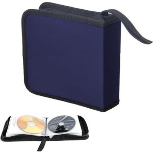 Yitobici Sac de rangement pour CD, disques CD DVD, en nylon, avec fermeture &eacute;clair, pour 40 disques, sac de rangement pour CD pour voiture et maison, bleu (Funuo1558, neuf)