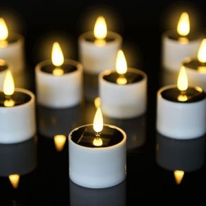 AMFUN 4 Pièces Bougie Solaire LED, Bougies LED Sans Flamme, Lampes Bougie Solaires Décoratives, De Fenêtre sans Flamme Bougies pour Maison Bougie Mariage D'extérieur LED (Riyuu, neuf)