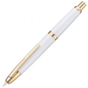 Jinhao S&eacute;rie 10 Press Stylo-plume r&eacute;tractable &agrave; pointe fine avec convertisseur d'encre et bo&icirc;te en m&eacute;tal Blanc nacr&eacute; (version &agrave; clip dor&eacute;) (Eorfa Direct, neuf)