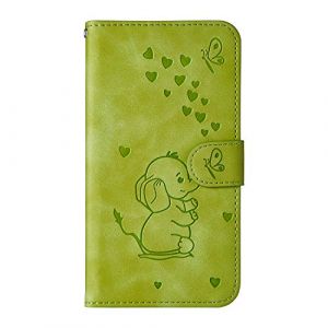 Norn Coque pour Huawei P10 Lite,Cute Gaufrage B&eacute;b&eacute; &eacute;l&eacute;phant Flip Cover Wallet Case,Portefeuill emagn&eacute;tique &Eacute;tui de Antichoc,Housse avec Fonction Stand et Carte Fentes,Vert (Norn, neuf)