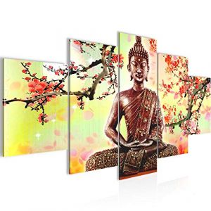 Runa Art Bouddha Feng Shui Tableau Murale Impression sur Toile Intissee 5 Parties Se Détendre Spa Coloré Chambre Salle 500653c (Runa Art GmbH, neuf)