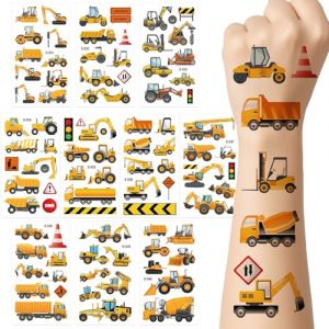 Xanthelle Tatouages pour enfants, Set autocollants tracteur et engins de chantier pour garçons, Décoration d'anniversaire conviviale, Fête tracteur pour enfants (senyanjinshangmaoyouxiangongsi, neuf)