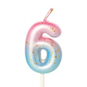 Bougie d'anniversaire en forme de chiffre 6 sur le th&egrave;me de la sir&egrave;ne pour g&acirc;teau d'anniversaire, bougie de 6e anniversaire pour fille de 6 ans, rose et bleue (GAOSHUONUO STORE, neuf)