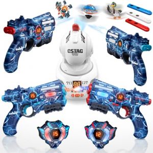 VATOS Kit laser rechargeable avec projecteur, pistolet jouet à 2 joueurs avec projecteur et affichage numérique des points LED, jeux de tir avec 3 objectifs, jouet familial parfait pour les enfants (XIAOMA ONLINE EU, neuf)