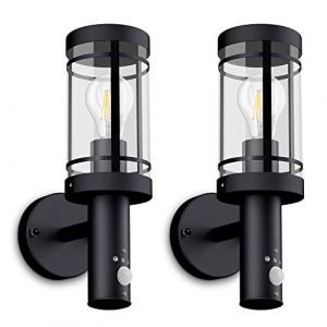 SSC-LUXon Lot de 2 appliques murales MOVI avec détecteur de mouvement pour extérieur IP44 Noir avec LED OSRAM E27 6 W Blanc chaud (SSC-LUXon, neuf)