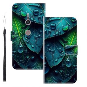 WUACYEAMING Coque pour Sony Xperia XZ2,Protection Housse en Cuir PU Portefeuille &agrave; Rabat Motif Cover Kickstand Bumper Antichoc [Fentes pour Cartes] Les Feuilles (WUACYEAMING, neuf)