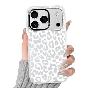 Yirlbey L&eacute;opard Coque pour iPhone 17 Pro Max, Aesthetic Vache Motif &Eacute;tui Vache Design Housse pour Filles, Transparente Silicone Cover Antichoc Anti-Rayures Case pour iPhone 17Pro Max 6,9", Blanc (XUPINBO, neuf)