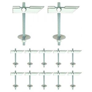 QWORK® 12PCS M6x100mm Suspente Placo Robuste, Cheville à Bascule en Acier au Carbone Galvanisé pour Fixer des Éléments aux Plafonds et aux Plaques de Plâtre (shavinglikes, neuf)