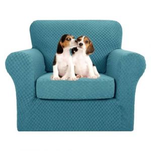 MAXIJIN 2 pièces Nouvelle Housse de Chaise Jacquard avec Bras Housse de Chaise Extensible antidérapante pour Chiens de Salon Housse de canapé élastique Protecteur de canapé (1 Place, Bleu Paon) (MAXIJIN EUSHOP, neuf)