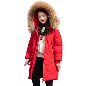 amropi Enfant Fille Manteau Parka Veste &agrave; Capuche Fourrure Longue Chaud Hiver Blouson Rouge, 9-10 Ans (YunBao Footwear Trade, neuf)
