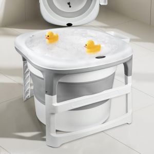 Baignoire Pliable B&eacute;b&eacute;, Baignoire Bebe avec Thermom&egrave;tre de Voyage Num&eacute;rique Portable,Comprend un plateau, Essentiel pour Les Nourrissons de 0 &agrave; 36 Mois (jusiZL, neuf)