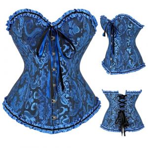 SilverChry Corset Femme, Broderie Bustier Classique, Sexy Steampunk Gothique Bustier Top,Corsage Dentelle Ventre Plat Corset Top (ZHSHE, neuf)