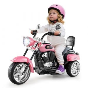SOARS Moto &Eacute;lectrique Enfants 6V &agrave; 3 Roues avec Phare LED et Sons, Voiture &Eacute;lectrique 91 x 48 x 64 cm, Conduite R&eacute;aliste avec Acc&eacute;l&eacute;rateur &agrave; P&eacute;dale, 3 km/h, Charge 30 kg, 3 Ans+ (Rose-Superstar) (Magichome24, neuf)