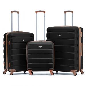Flight Knight Lot De 3 Moyen Et Grand Valises Rigides Legeres en ABS A 4 Roues Cabine Bagage A Main pour Plus De 60 Compagnies Aeriennes -easyJet, Jet2 Et Taille Max Ryanair (Priority) 55x40x20cm (Prime Brands Group FR, neuf)
