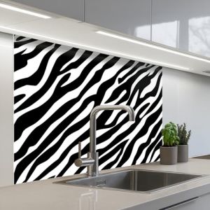 KitchenYeah&copy; Cr&eacute;dence Cuisine &Agrave; Coller 80x100 cm Protection Plaque De Cuisson Adhesif Plastique Rigide Dalle Murale Animaux - Z&egrave;bre - Design (KitchenYeah, neuf)