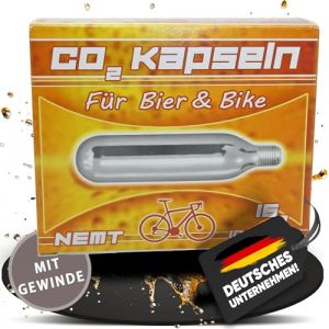 NEMT Lot de 10 Capsules de bi&egrave;re Co2 de 16 g et Capsules de v&eacute;lo pour Tous Les syst&egrave;mes de tireuse &agrave; bi&egrave;re avec Filetage 16 g Compatible avec Les Pompes &agrave; Cartouche de CO2 Mini Pompe de v&eacute;lo avec (ginas-energy-store, neuf)