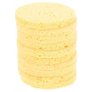 IMIKEYA Lot de 10 Éponges Nettoyantes Visage en Cellulose de Bois Rondes 80X10 MM Disques Démaquillants Naturels pour Exfoliation Douce et Nettoyage Profond Adaptées pour Soins (Elsy Abbas, neuf)