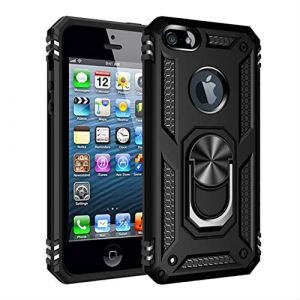 LXHGrowH Coque pour iPhone SE (2016), iPhone 5 / 5S, [Militaire Pr&eacute;vention des Chutes Protecteur], Anti-Rayures et Anti-Choc Armor, avec [360 Degres] Fonction Stand &agrave; Bague de Rotation, Noir (Cheering Store-FR, neuf)