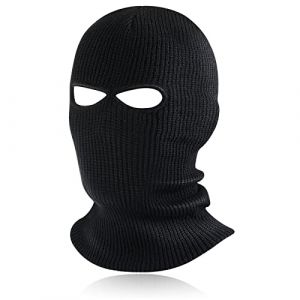 BBTO Balaclava à 2 Trous Masque de Ski Tricoté Balaclava Intégral en Tricot Couvre-Visage à 2 Trous Cagoule Intégrale d'hiver pour Sports Ski Moto Vélo Extérieur (Noir, Style Classique) (Bomelvoo FR, neuf)