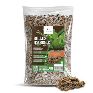 LERAVA® Bille d'argile pour Plante - 5l - Substrat Naturel, Léger et Résistant pour Drainage de Pots - Billes Argile Plantes Décoratif et Améliorateur de Terreau - 100% Made in Italy (Agricenter Spitaler, neuf)