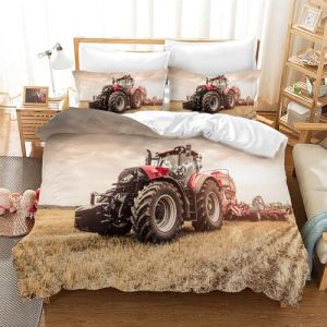 CXYXHW Housse de Couette Tracteur,3D Motif Tracteur Parure de Lit 3 Pièces,Motif tracteurs pour Enfant garçon Housse de Couette en avec 2 taies d'oreiller(Tracteur 2, 200 x 200 cm) (HYLin, neuf)