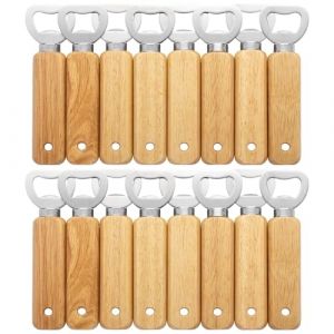 Ouvre-bouteilles en Bois Gravable, 16 Ouvre-bouteilles Pour Bière à Main pour Boissons, Cidre, Bar, Accessoires pour La Maison KH1316 (Uncle Paul Direct, neuf)