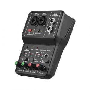 ERYUE Carte son Interface audio Carte son d'enregistrement professionnelle 16 bits/48 kHz Mini carte son d'interface audio USB 2 entrées et 2 sorties avec alimentation fantôme 48 V Câble USB-B Équipem (CHANGLONG-BS, neuf)