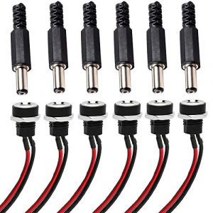 RUNCCI-YUN connecteur DC 5,5 2,1 5,5 x 2,1 mm connecteur de Montage de Panneau Femelle Femelle de Prise d'alimentation Jack 2 Broches,connecteur Alimentation &agrave; souder （avec Ligne） (RUNCCI-YUN, neuf)