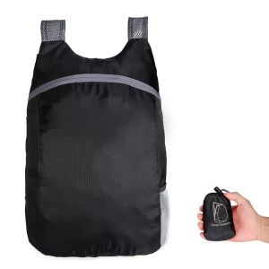 JOPWUE Sac à dos pliable ultra léger de 85 g, résistant à l'eau, sac à dos pliable pour homme, femme, enfant, sport de plein air, voyage, marche, randonnée, camping, vélo, Noir , 41*30*11cm (QIANSHENG LTD, neuf)