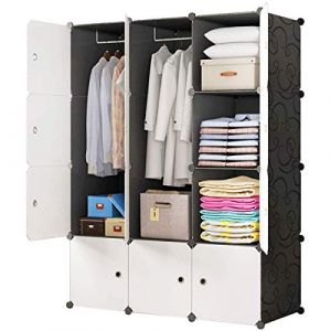 BRIAN & DANY Armoire Portable, Penderie avec Portes, Storage Modulable Meuble Étagères de Rangement, 12-Cube (Baco Engineering, neuf)