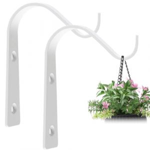 DOKRIN Supports de pots de fleurs, Crochet mural en 2 pi&egrave;ces pour plantes, support de suspension pour panier suspendu d'ext&eacute;rieur, crochet mural pour pot de fleurs (blanc) (IOANA BEST CLOTHES, neuf)