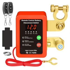 Disjoncteur de Batterie T&eacute;l&eacute;command&eacute; Sans Fil, Coupe Circuit Batterie 12V 240A T&eacute;l&eacute;commande, Interrupteur D'arr&ecirc;t Automatique avec Affichage LED pour 12V Voiture Camping Car ATV Camion Bateau (Rouge) (Dnoyevvs Official, neuf)