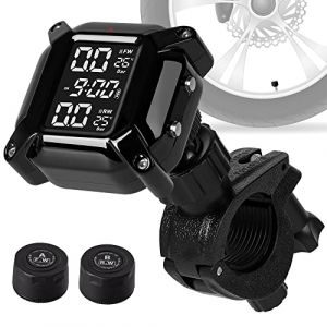 ESLOYSUN Motorcycle TPMS Système de Surveillance de la Pression des pneus, TPMS Rechargeable par USB pour Moto avec 2 capteurs externes Écran LCD numérique 1,5", TPMS pour Moto à Deux Roues (ESLOYSUN, neuf)