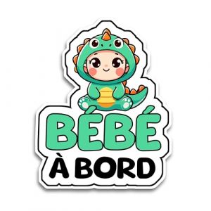 Autocollants B&eacute;b&eacute; &agrave; Bord Voiture, B&eacute;b&eacute; Dinosaure 16 x 12.5 cm, Stickers Bebe a Bord R&eacute;sistants aux UV et Waterproof, Accessoire S&eacute;curit&eacute; Voiture (Albastov, neuf)