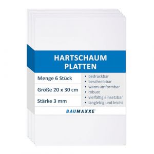 Lot de 6 plaques en mousse rigide PVC blanc I 30 x 20 cm I 3 mm I avec film protecteur sur une face I d&eacute;coupe plastique I usage int&eacute;rieur et ext&eacute;rieur I az153 (easydruck24, neuf)