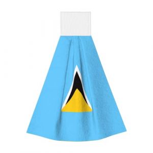 Lingettes absorbantes en velours corail Drapeau de Sainte-Lucie – Serviettes à suspendre pour cuisine, salle de bain, camping, extérieur et plus encore (gaunjuhaodianpu, neuf)