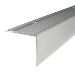 PROVISTON | Nez de marche | Alu anodisé | 69 x 55 x 2700 mm | Argent | Nez de marche à visser | Nez de marche escalier | Cornière alu | 1 pièce (VLD Trade GmbH, neuf)