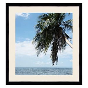 Cadre Photo avec Passe-Partout Blanc Cassé pour Image 46x61 cm ou 61 x 46 cm Cadres Noir avec Filet Argent, 3.4 cm de Largeur, Cadre en Bois (RK Cadres, neuf)