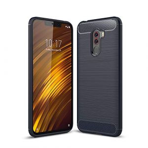 Cruzerlite Coque pour Xiaomi Pocophone F1, Carbon Fiber Shock Absorption Slim TPU Cover pour Xiaomi Pocophone F1 (Blue) (Swiss case Limited, neuf)