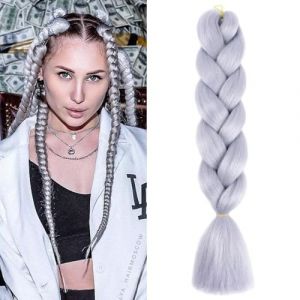 Meches Pour Tresses Africaine 1 Paquets 24 Pouces Braid Pr&eacute; &eacute;Tir&eacute; Braids Meches Pre Tir&eacute; Long Easy Braids Knotless Yaki Nattes Extensions Rajout Cheveux Tresses (Gris Argent) (henanluozhiruishangmaoyouxiangongsi, neuf)