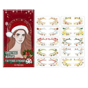 Écussons de maquillage festival - Autocollants de décoration de Noël pour le visage pour 10X - Autocollants de maquillage pour adultes dans l'atmosphère de Noël (Chacha grocery store, neuf)