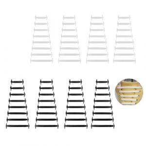 DALAETUS 4 Paires R&eacute;sistant No Tie Lacets Set, R&eacute;utilisables Lacets Elastique pour Baskets, Chaussures de Sneaker, Lacets Elastique Sans pour Enfants et Adultes (Noir, Blanc) (OasesW, neuf)