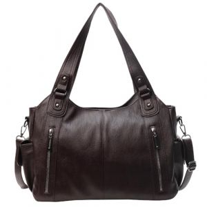 Demiawaking Sac a main femme vintage, Sac &agrave; bandouli&egrave;re pour Femme avec Multi-Poches, sac fourre tout en Cuir PU, sacs a main cours vintage, Pour l'&eacute;cole, les voyages (Caf&eacute;) (wangyiyez123, neuf)