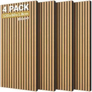 TONOR Lot de 4 Panneaux de Mousse Acoustique, Panneaux Acoustiques, Isolation Phonique, pour les Studios d'enregistrement, les Bureaux, les Studios de Danse, les Podcasts, 120x60x1,8cm, Ch&ecirc;ne (TonorDirect FR, neuf)