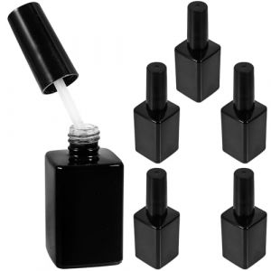 TEHAUX Lot de 6 Flacons en Verre Noir 15 Ml Rechargeables pour Vernis &agrave; Ongles Gel avec Pinceau Int&eacute;gr&eacute;, Petits Flacons Portables pour Manucure, Voyage et Usage Professionnel (Leif Gao, neuf)
