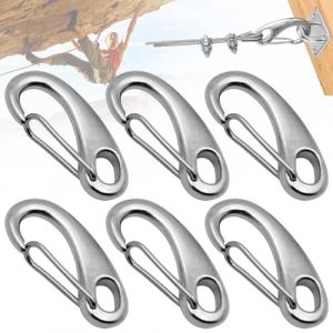 Srup 6 Pièces 304 Mousqueton en INOX, Mousqueton INOX 50mm, Mousqueton Acier Inoxydable 304 Forme d'Oeuf, pour l'Alpinisme Camping Randonnée en Plein Air 5x2,4cm/1,96x0,94'' Argent (Surprise happy shop, neuf)