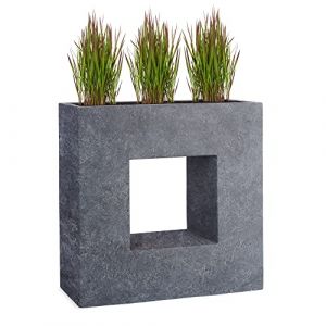 Pflanzwerk® Pot de Fleur Fibre de Verre Vista Lava Anthracite 66x66x28cm *Jardinière antigel* *Protection UV* *Qualité européenne* (Pflanzwerk Deutschland GmbH, neuf)